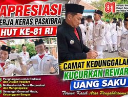 Apresiasi Kerja Keras Paskibra HUT Ke-81 RI, Camat Kedunggalar Kucurkan Reward Uang Saku