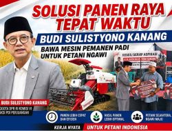 Atasi Kelangkaan Buruh Tani, Kanang Gelontorkan Combine Harvester untuk Poktan di Ngawi