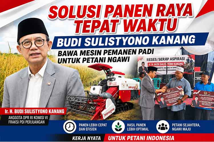 Atasi Kelangkaan Buruh Tani, Kanang Gelontorkan Combine Harvester untuk Poktan di Ngawi