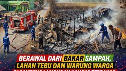 Berawal dari Bakar Sampah, Lahan Tebu dan Warung Warga di Sambeng Lamongan Hangus Terbakar
