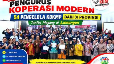 Cetak Pengurus Koperasi Modern, 54 Pengelola KDKMP dari 31 Provinsi Tuntas Magang di Lamongan