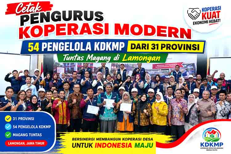 Cetak Pengurus Koperasi Modern, 54 Pengelola KDKMP dari 31 Provinsi Tuntas Magang di Lamongan