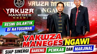 Resmi Dilantik di Natosuman, Yakuza Maneges Ngawi Siap Sinergi Bareng Pemkab dan Marjinal