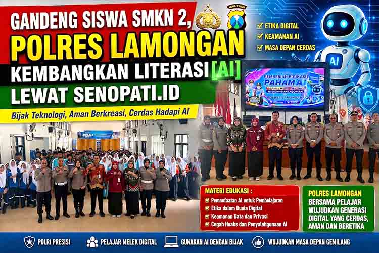Gandeng Siswa SMKN 2, Polres Lamongan Kembangkan Literasi AI Lewat Senopati.id