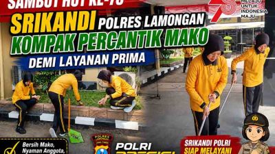 Jelang Hari Jadi Polwan ke 78, Polwan Polres Lamongan Turun Tangan Resik Resik Area Pelayanan Publik