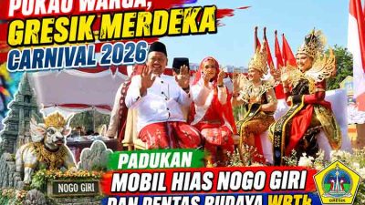 Pukau Warga, Gresik Merdeka Carnival 2026 Padukan Mobil Hias Nogo Giri dan Pentas Budaya WBTb