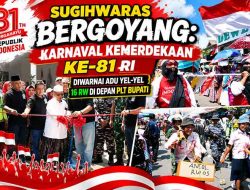 Sugihwaras Bergoyang: Karnaval Kemerdekaan Ke-81 RI Diwarnai Adu Yel-Yel 16 RW di Depan Plt Bupati