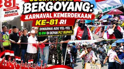 Sugihwaras Bergoyang: Karnaval Kemerdekaan Ke-81 RI Diwarnai Adu Yel-Yel 16 RW di Depan Plt Bupati