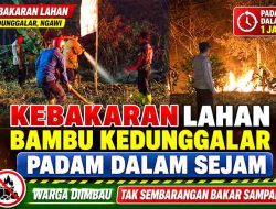 Dipicu Pembakaran Sampah Liar, Lahan Bambu Pinggir Sungai di Kedunggalar Terbakar