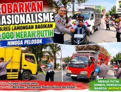 Kobarkan Nasionalisme, Polres Lamongan Bagikan 2.000 Merah Putih hingga Pelosok