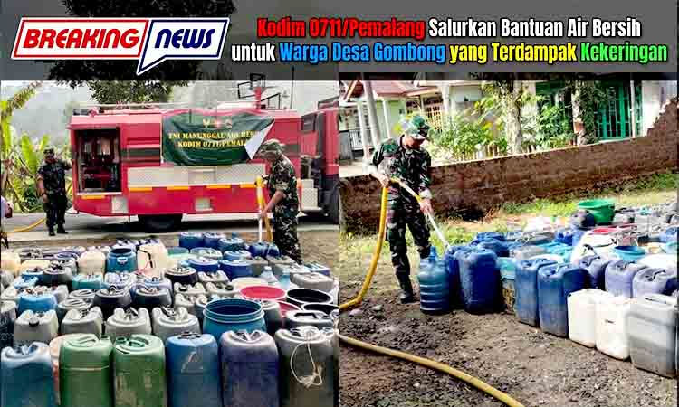 Kodim 0711Pemalang Salurkan Bantuan Air Bersih untuk Warga Desa Gombong yang Terdampak Kekeringan