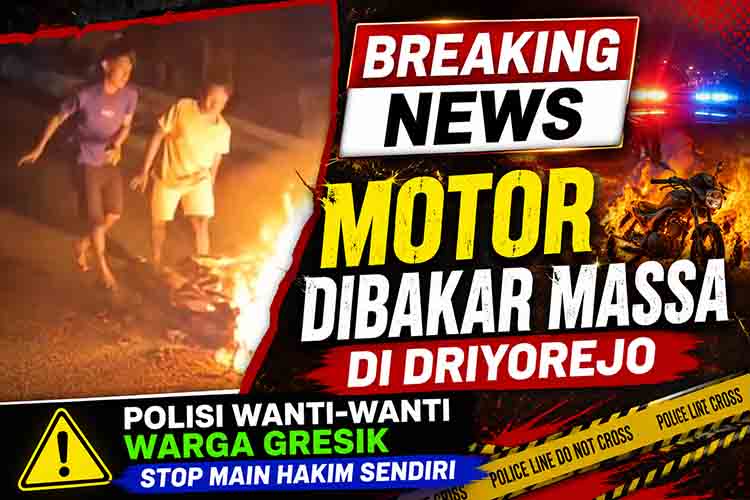 Motor Dibakar Massa di Driyorejo