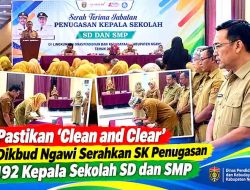 Pastikan ‘Clean and Clear’, Dikbud Ngawi Serahkan SK Penugasan 192 Kepala Sekolah SD dan SMP