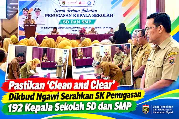 Pastikan 'Clean and Clear', Dikbud Ngawi Serahkan SK Penugasan 192 Kepala Sekolah SD dan SMP