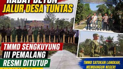 Rabat Beton Jalur Desa Tuntas, TMMD Sengkuyung III Pemalang Resmi Ditutup Letkol Inf Edy Wibowo