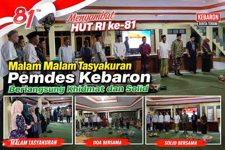 Pererat Kebersamaan, Pemdes Kebaron Gelar Tasyakuran Khidmat Sambut Malam HUT RI ke