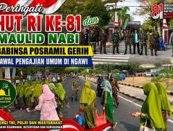 Peringati HUT RI ke-81 dan Maulid Nabi, Babinsa Posramil Gerih Kawal Pengajian Umum di Ngawi