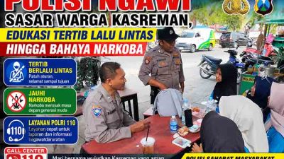 Polisi Ngawi Sasar Warga Kasreman, Edukasi Tertib Lalu Lintas hingga Bahaya Narkoba
