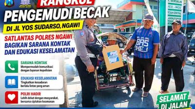 Polisi Rangkul Pengemudi Becak Ngawi