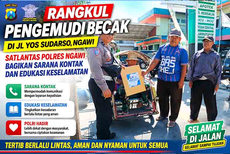 Polisi Rangkul Pengemudi Becak Ngawi
