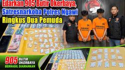 Edarkan 905 Butir Okerbaya, Satresnarkoba Polres Ngawi Ringkus Dua Pemuda