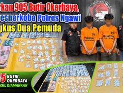 Edarkan 905 Butir Okerbaya, Satresnarkoba Polres Ngawi Ringkus Dua Pemuda