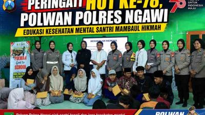 Peringati HUT ke-78, Polwan Polres Ngawi Edukasi Kesehatan Mental Santri Mambaul Hikmah