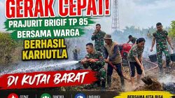 Gerak Cepat! Prajurit Brigif TP 85 Bersama Warga Berhasil Padamkan Karhutla di Kutai Barat