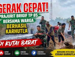 Gerak Cepat! Prajurit Brigif TP 85 Bersama Warga Berhasil Padamkan Karhutla di Kutai Barat