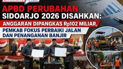 APBD Perubahan Sidoarjo 2026 Disahkan: Anggaran Dipangkas Rp102 Miliar, Pemkab Fokus Perbaiki Jalan dan Penanganan Banjir
