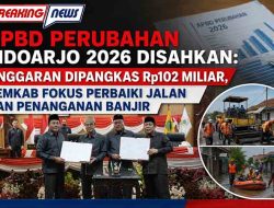 APBD Perubahan Sidoarjo 2026 Disahkan: Anggaran Dipangkas Rp102 Miliar, Pemkab Fokus Perbaiki Jalan dan Penanganan Banjir