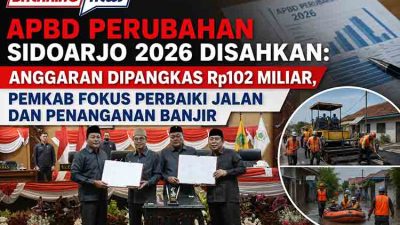 APBD Perubahan Sidoarjo 2026 Disahkan: Anggaran Dipangkas Rp102 Miliar, Pemkab Fokus Perbaiki Jalan dan Penanganan Banjir