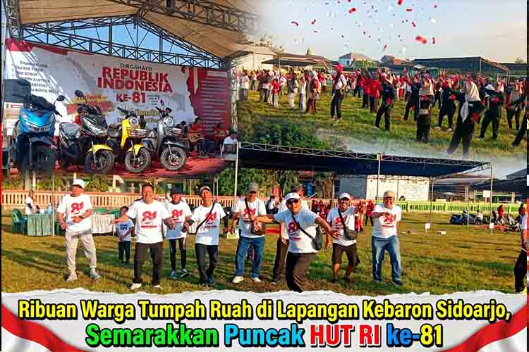 Ribuan Warga Tumpah Ruah di Lapangan Kebaron Sidoarjo, Semarakkan Puncak HUT RI ke