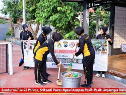 Sambut HUT ke-78 Polwan, Srikandi Polres Ngawi Kompak Resik-Resik Lingkungan Mako