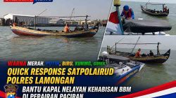 Quick Response Satpolairud Polres Lamongan Bantu Kapal Nelayan Kehabisan BBM di Perairan Paciran