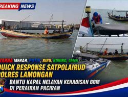 Quick Response Satpolairud Polres Lamongan Bantu Kapal Nelayan Kehabisan BBM di Perairan Paciran
