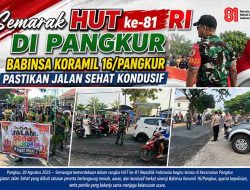 Semarak HUT ke-81 RI di Pangkur, Babinsa Koramil 16/Pangkur Pastikan Jalan Sehat Kondusif