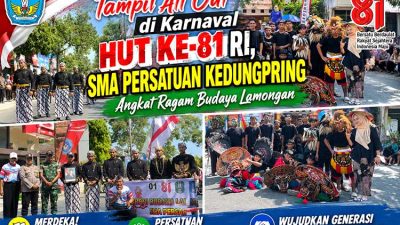 Tampil All Out di Karnaval HUT ke 81 RI, SMA Persatuan Kedungpring Angkat Ragam Budaya Lamongan