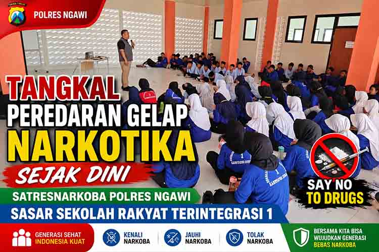 Tangkal Peredaran Gelap Narkotika Sejak Dini, Satresnarkoba Polres Ngawi Sasar Sekolah Rakyat Terintegrasi