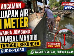 Dua Tahun Dibiarkan Rusak, Warga Jombang Kuras Kantong Pribadi Perbaiki Tanggul Gude-Ploso