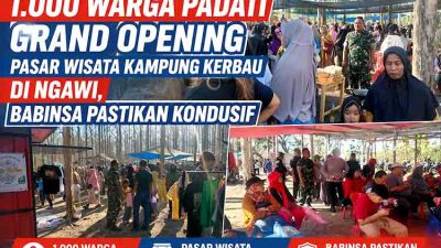 1.000 Warga Padati Grand Opening Pasar Wisata Kampung Kerbau di Ngawi, Babinsa Pastikan Kondusif
