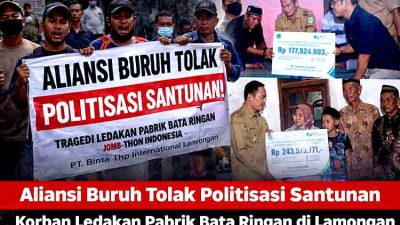 Aliansi Buruh Tolak Politisasi Santunan Korban Ledakan Pabrik Bata Ringan di Lamongan