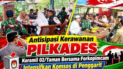 Antisipasi Kerawanan Pilkades, Koramil 02 Taman Bersama Forkopimcam Intensifkan Komsos di Penggarit