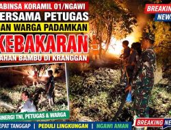 Aksi Cepat Babinsa dan Warga Ngawi Jinakkan Kobaran Api di Lahan Bambu Kranggan