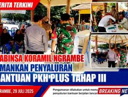 Babinsa Koramil Ngrambe Amankan Penyaluran Bantuan PKH Plus Tahap III