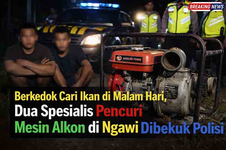 Berkedok Cari Ikan di Malam Hari, Dua Spesialis Pencuri Mesin Alkon di Ngawi Dibekuk Polisi