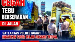 Cegah Tebu Berserakan di Jalan, Satlantas Polres Ngawi Ingatkan Sopir Wajib Pasang Terpal