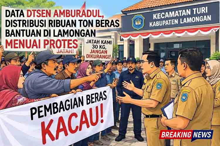 Data DTSEN Amburadul, Distribusi Ribuan Ton Beras Bantuan di Lamongan Menuai Protes