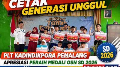 Dorong Daya Saing Akademik, Dindikpora Pemalang Manjakan Peraih Medali OSN SD 2026 dengan Penghargaan