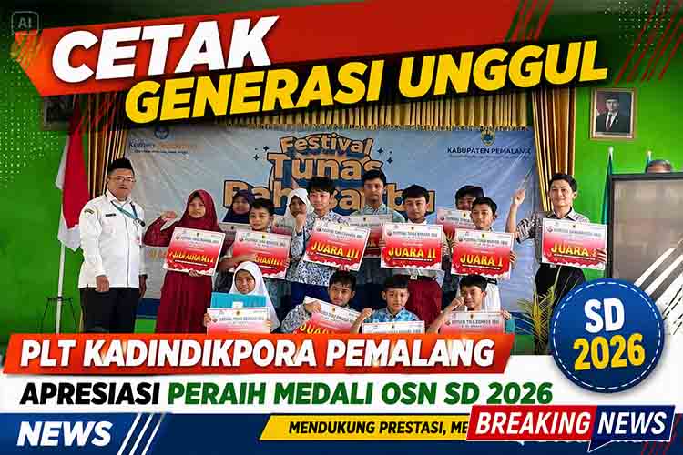Dorong Daya Saing Akademik, Dindikpora Pemalang Manjakan Peraih Medali OSN SD 2026 dengan Penghargaan